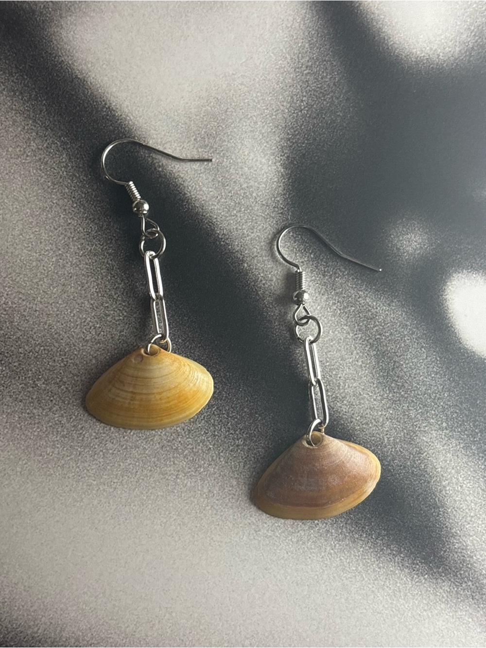 Handmade Shell Drop Earrings - Yellow Brown